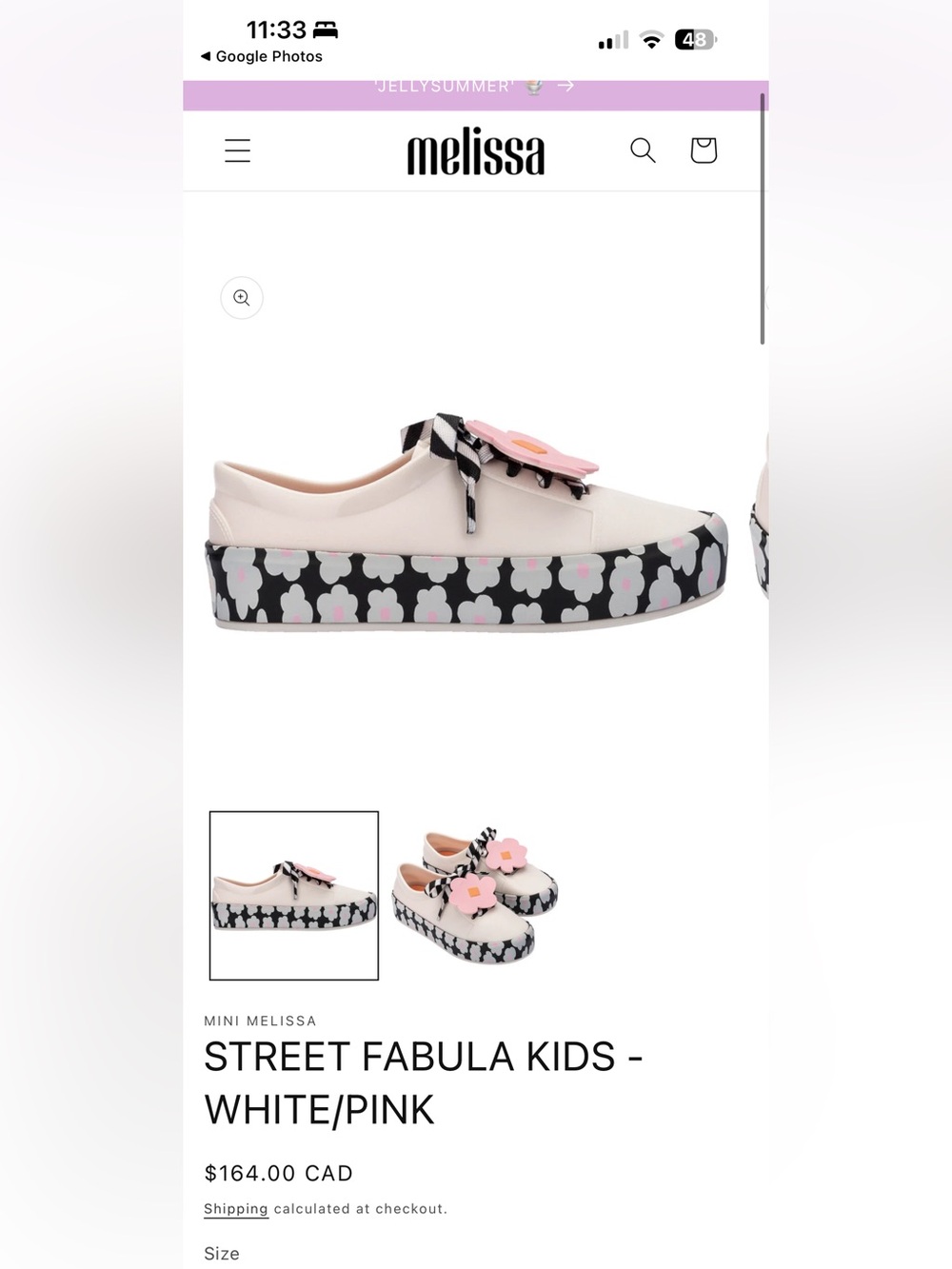 EUC Mini Melissa Street Fabula Kids Platform Sneakers - White/Pink